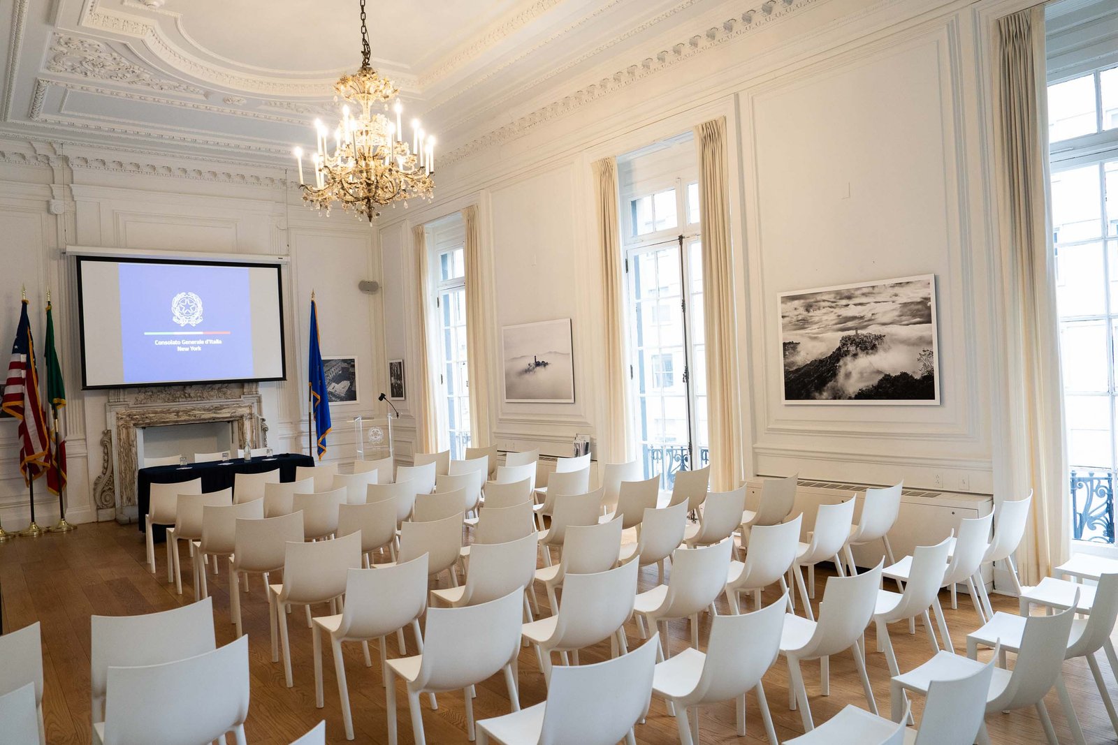 Elegant conference room set up for NIAF event at Italian Consulate Manhattan