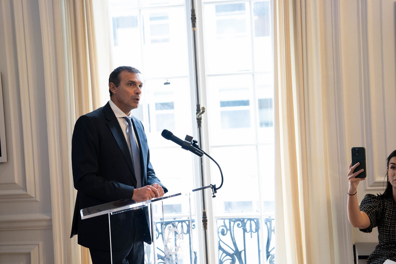 Speaker at podium NIAF event Italian Consulate General New York City