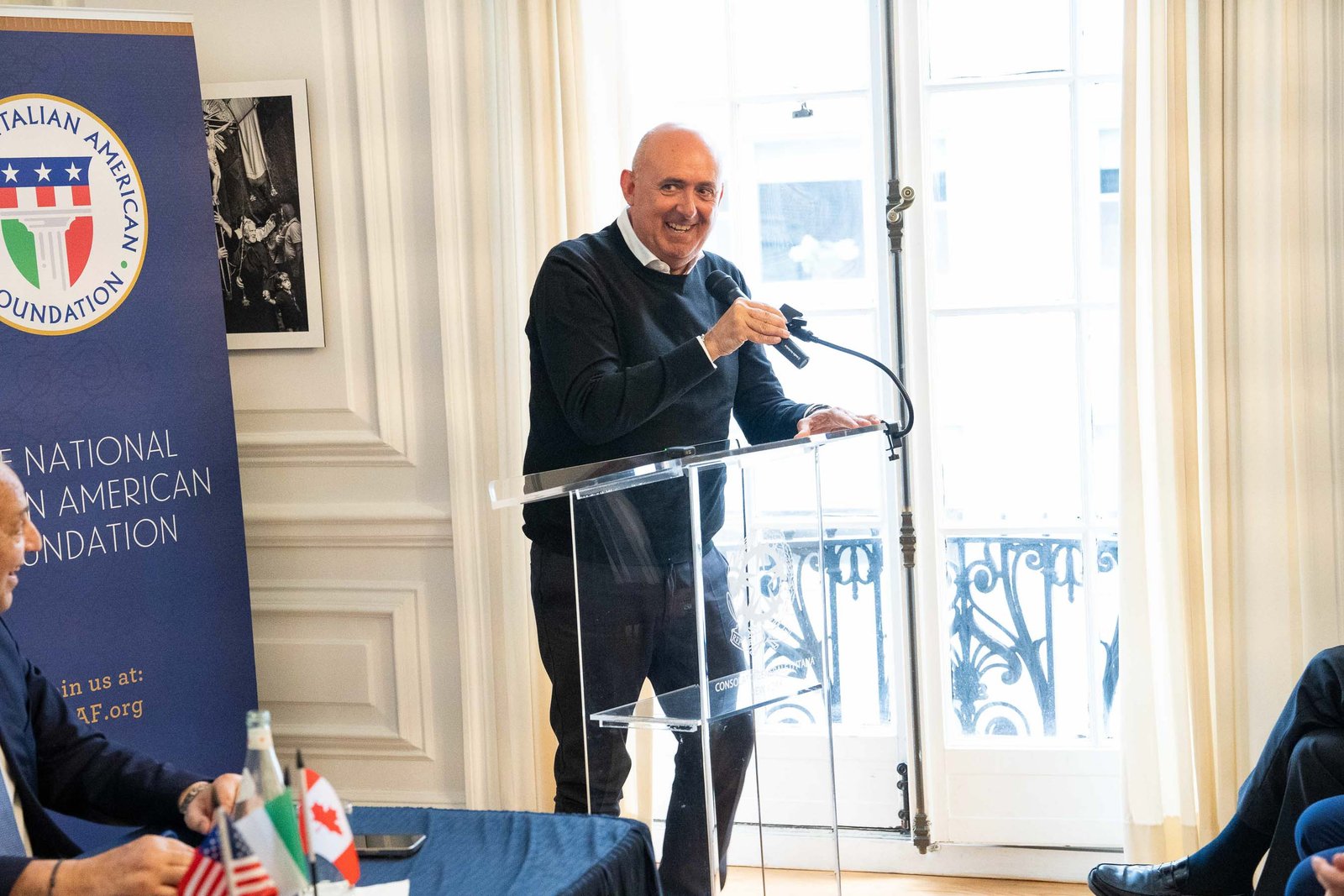Speaker presenting at NIAF National Italian American Foundation event NYC April 2024