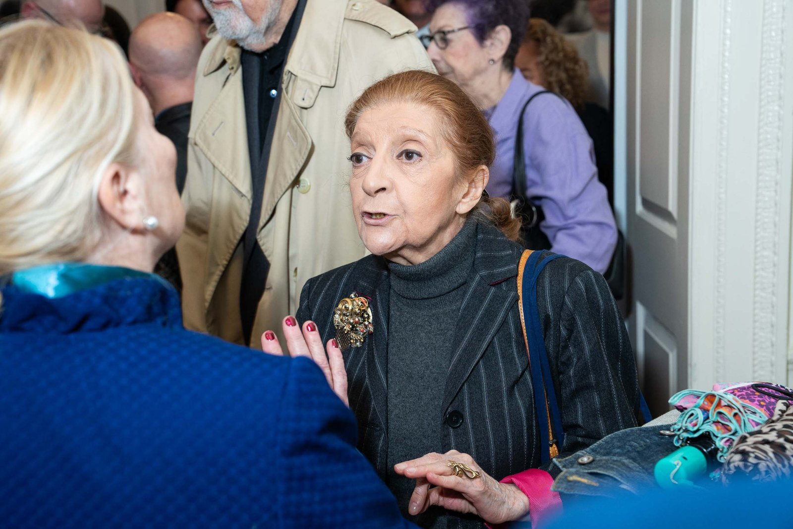 Two women in conversation at NIAF Italian Consulate event Manhattan 2024