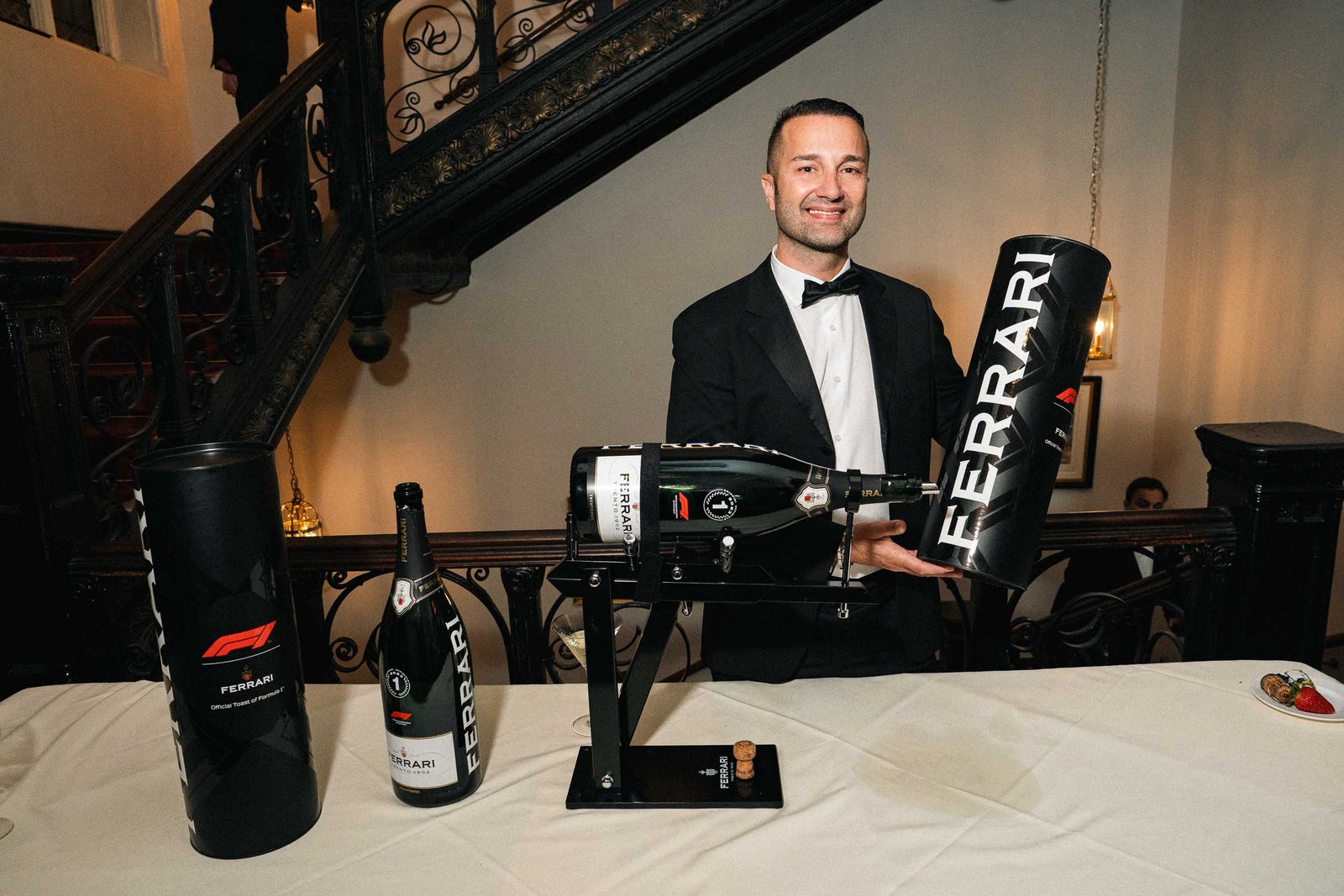 Ferrari branded champagne display at Sailor's Ball 2024 NYC gala