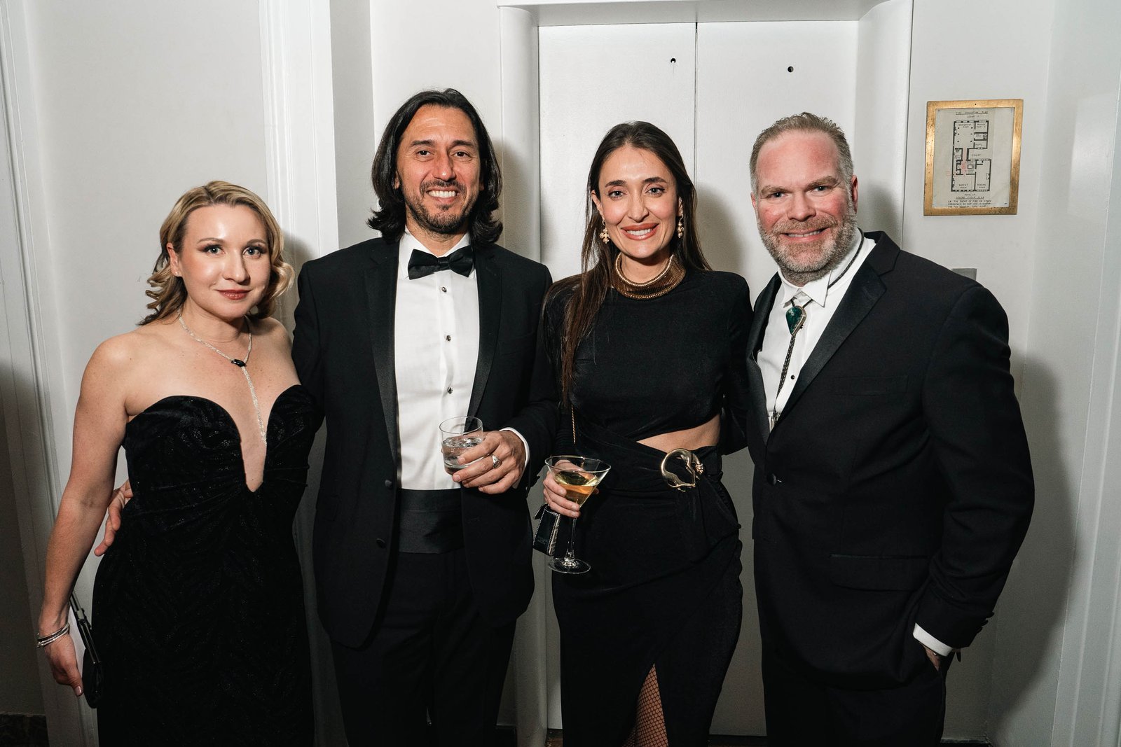 Three guests in formal wear at Sailor's Ball 2024 NYC gala