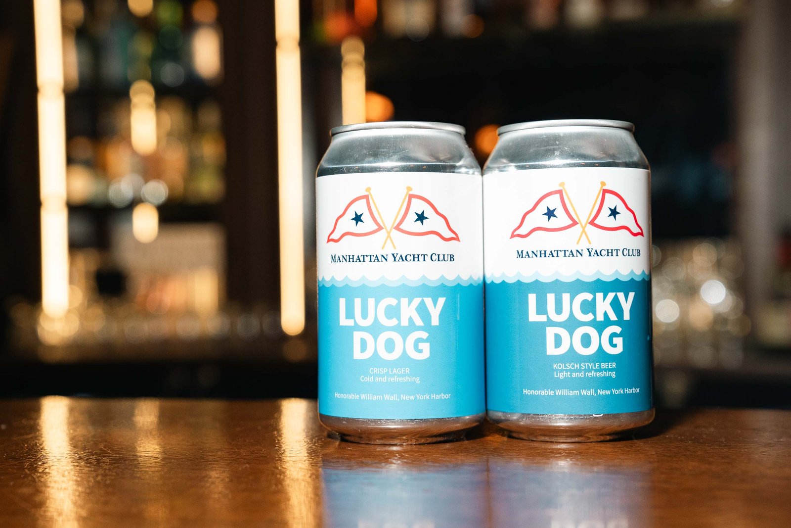 Lucky Dog beer cans display at Sailor's Ball 2024 New York City gala