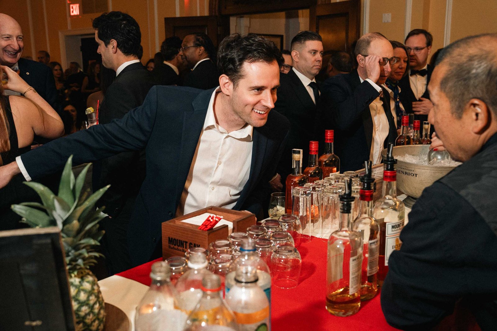 Cocktails on red table at Sailor's Ball 2024 NYC gala event