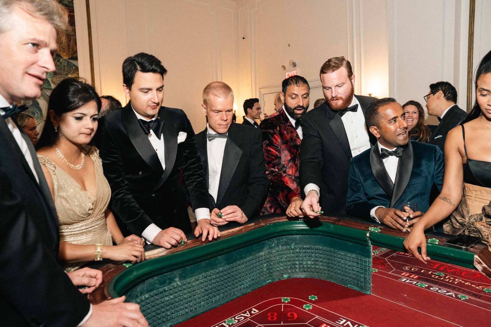 Group at blackjack table at Sailor's Ball 2024 New York City gala